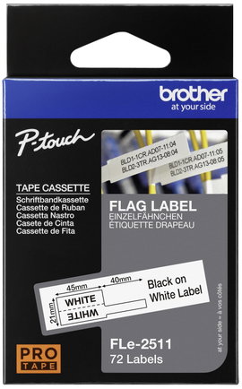 Brother FLe-2511 Feliratozó szalag, laminált kábel etikettek Szalagszín: Fehér Szövegszín: Fekete