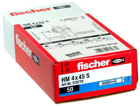 Fischer 4x45 S Üreges tipli 45 mm 8 mm 519770 50 db 3. kép