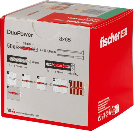 Fischer DUOPOWER 8x65 LD 2 komponensű tipli 65 mm 8 mm 538251 50 db 8. kép