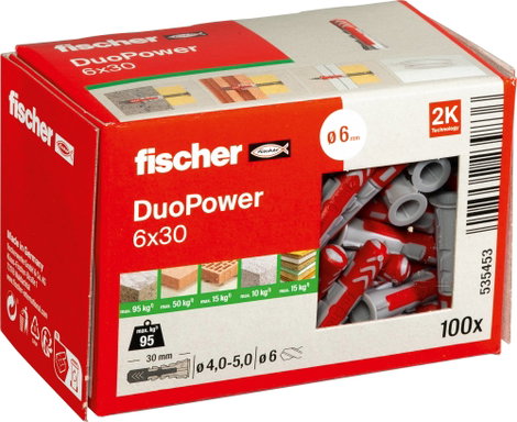 Fischer DUOPOWER 6x30 LD 2 komponensű tipli 30 mm 6 mm 535453 100 db 6. kép