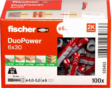 Fischer DUOPOWER 6x30 LD 2 komponensű tipli 30 mm 6 mm 535453 100 db 7. kép