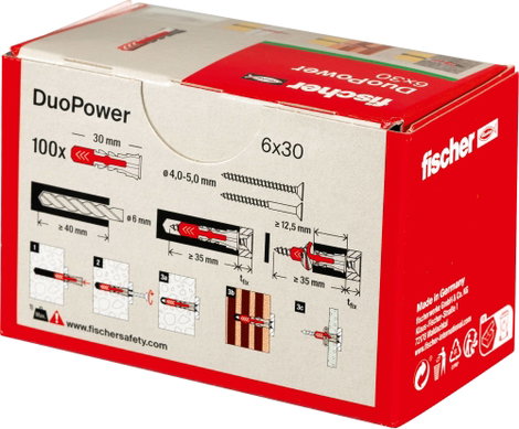 Fischer DUOPOWER 6x30 LD 2 komponensű tipli 30 mm 6 mm 535453 100 db 8. kép