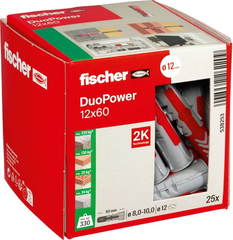 Fischer DUOPOWER 12x60 LD 2 komponensű tipli 60 mm 12 mm 538253 25 db 6. kép