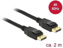 Delock Kijelző csatlakozó Csatlakozókábel DisplayPort dugó, DisplayPort dugó 2.00 m Fekete 83806 ara