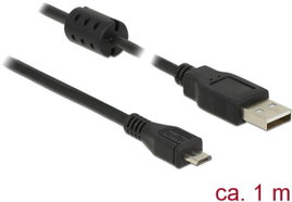 Delock USB kábel USB 2.0 USB-A dugó, USB mikro B dugó 1.00 m Fekete Ferritmaggal 84901