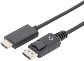 Digitus Kijelző csatlakozó / HDMI Átalakító kábel DisplayPort dugó, HDMI-A dugó 1.00 m Fekete AK-340
