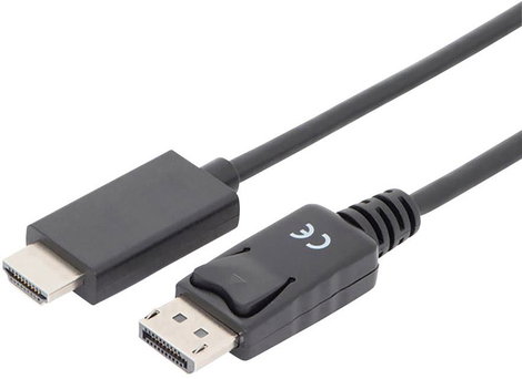 Digitus Kijelző csatlakozó / HDMI Átalakító kábel DisplayPort dugó, HDMI-A dugó 1.00 m Fekete AK-340