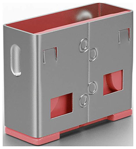 USB port blokkoló bővítőkészlet, 10db-os készlet, piros, LINDY 40460 3. kép