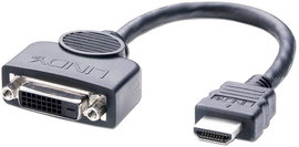 LINDY HDMI / DVI Átalakító kábel HDMI-A dugó, DVI-D 24+1 pólusú Aljzat 0.20 m Fekete 41227 HDMI kábe