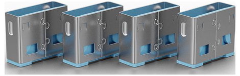 USB port blokkoló dugó, vakdugó, 10db-os készlet, kék, LINDY 40462 2. kép