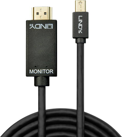 LINDY Mini DisplayPort / HDMI Átalakító kábel Mini DisplayPort dugó, HDMI-A dugó 2.00 m Fekete 36927 2. kép