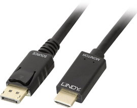 LINDY Kijelző csatlakozó / HDMI Átalakító kábel DisplayPort dugó, HDMI-A dugó 3.00 m Fekete 36923 Di