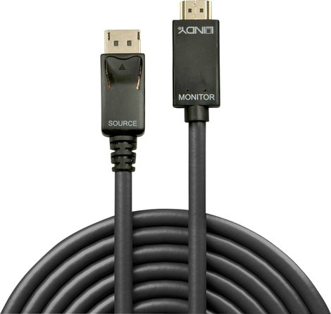 LINDY Kijelző csatlakozó / HDMI Átalakító kábel DisplayPort dugó, HDMI-A dugó 3.00 m Fekete 36923 Di 2. kép