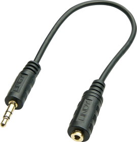 LINDY 35699 35699 Jack Audio Átalakító kábel [1x Jack dugó, 3,5 mm-es - 1x Jack alj, 2,5 mm-es] Feke