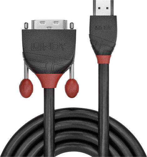 LINDY HDMI / DVI Átalakító kábel HDMI-A dugó, DVI-D 18+1 pólusú Csatlakozódugó 1.00 m Fekete 36271 H