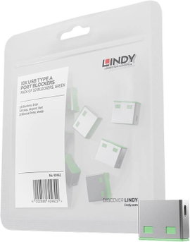 USB port blokkoló dugó, vakdugó, 10db-os készlet, zöld, LINDY 40461