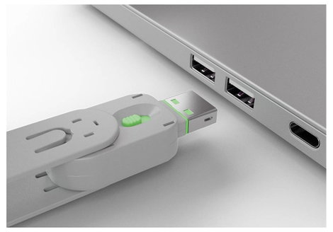 USB port blokkoló dugó, vakdugó, 4 db-os készlet, zöld, kiszedő szerszámmal, Lindy 40451 3. kép