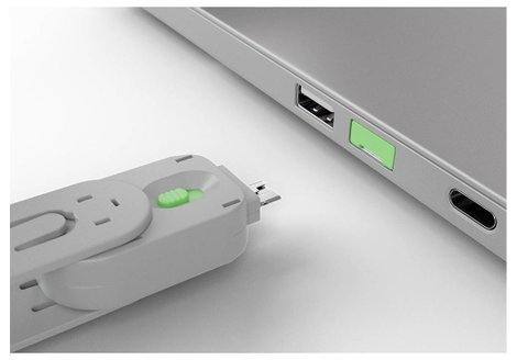 USB port blokkoló dugó, vakdugó, 4 db-os készlet, zöld, kiszedő szerszámmal, Lindy 40451 4. kép