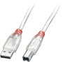 LINDY USB kábel USB 2.0 USB-A dugó, USB-B dugó 0.50 m Átlátszó 41751 bélyegkép