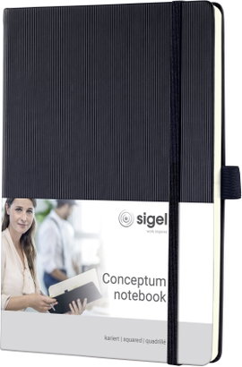 Sigel CONCEPTUM® CO121 Jegyzettömb kockás Fekete Lapok száma: 97 DIN A5