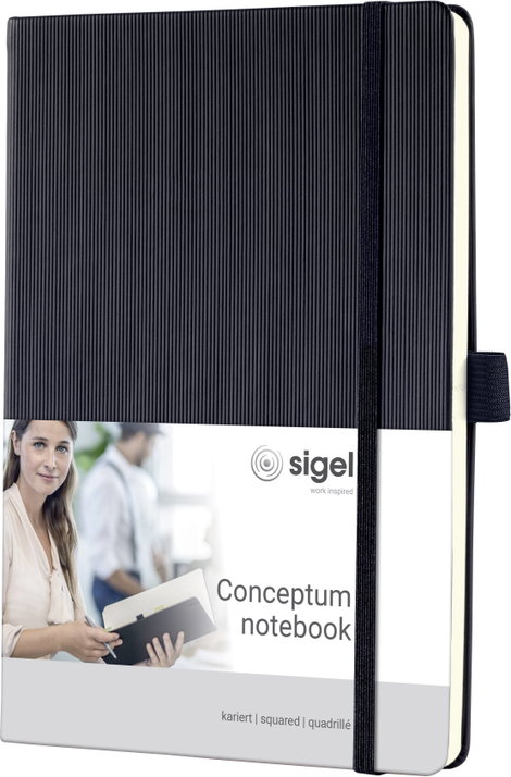 Sigel CONCEPTUM® CO121 Jegyzettömb kockás Fekete Lapok száma: 97 DIN A5