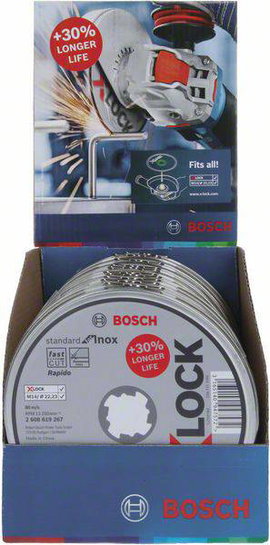 Bosch Accessories X-LOCK Standard for Inox WA 60 T BF 2608619267 Vágótárcsa, egyenes 125 mm 10 db