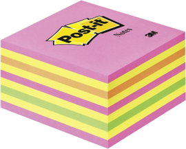 Post-it Öntapadó jegyzettartó kocka 2028NP 76 mm x 45 mm Neon rózsaszín, Neonzöld, Rózsa, Sárga 450 