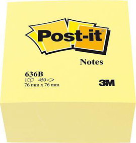 Post-it Öntapadó jegyzettartó kocka 636B 76 mm x 45 mm Sárga 450 lap