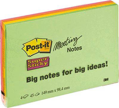Post-it Öntapadó jegyzetlap 7100043257 149 mm x 98 mm Neonzöld, Neon narancs, Ultralila, Ultrasárga