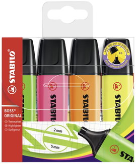 STABILO Szövegjelölő BOSS® ORIGINAL 70/4 Sárga, Zöld, Narancs, Rózsaszín 2 mm, 5 mm 4 db