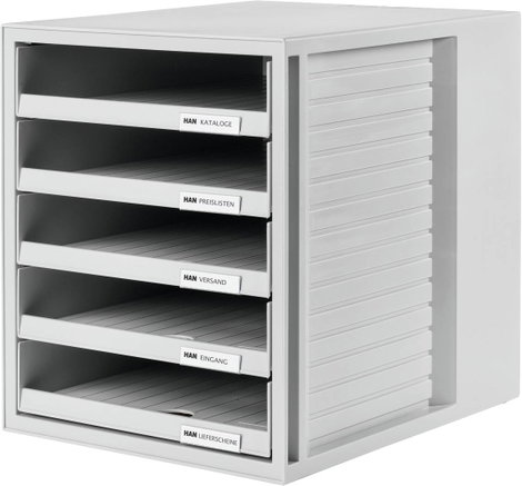 HAN Schubladenbox SCHRANK-SET 1401-11 Fiókos irattároló Élénk szürke DIN A4 Fiókok száma: 5