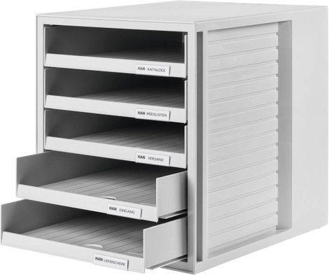 HAN Schubladenbox SCHRANK-SET 1401-11 Fiókos irattároló Élénk szürke DIN A4 Fiókok száma: 5 2. kép