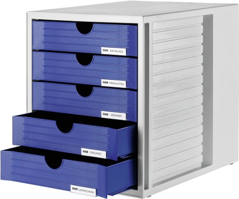 HAN SYSTEMBOX 1450-14 Fiókos irattároló Élénk szürke DIN A4, DIN C4 Fiókok száma: 5 3. kép
