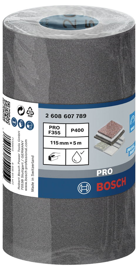 Csiszolópapír tekercs Szemcsézet 400 (H x Sz) 5 m x 115 mm Bosch Accessories 2608607789 1 tekercs 3. kép