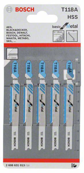 Szúrófűrészlap T 118 A - Basic for Metal Bosch Accessories 2608631013 Fűrészlap 2. kép