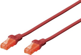 Digitus DK-1617-0025/R RJ45 Hálózati kábel, patchkábel CAT 6 U/UTP 0.25 m Piros Halogénmentes, sodor