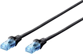 Digitus DK-1512-010/BL RJ45 Hálózati kábel, patchkábel CAT 5e U/UTP 1.00 m Fekete sodort érpár 1 db