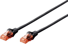 Digitus DK-1617-0025/BL RJ45 Hálózati kábel, patchkábel CAT 6 U/UTP 0.25 m Fekete Halogénmentes, sod