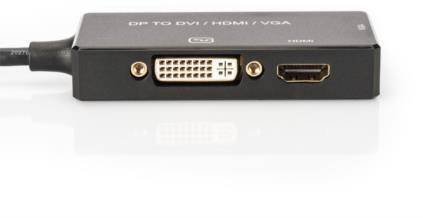 DisplayPort 3in1 átalakító - DP-HDMI + DVI + VGA, 0,2 m, Digitus AK-340418-002-S 3. kép