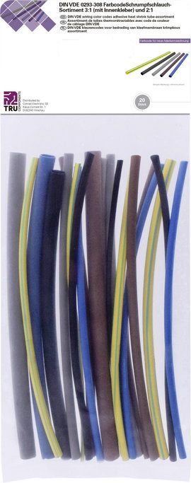 TRU COMPONENTS T1902CA044 Zsugorcső készlet Kék, Barna, Szürke, Zöld, Sárga, Fekete Zsugorodási arán