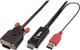 LINDY HDMI / VGA Átalakító kábel HDMI-A dugó, VGA 15 pólusú dugó 2.00 m Fekete 41456 HDMI kábel