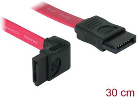 Delock Merevlemez Csatlakozókábel [1x SATA alj, 7 pólusú - 1x SATA alj, 7 pólusú] 0.30 m Piros
