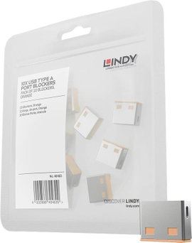 USB port blokkoló dugó, vakdugó, 10db-os készlet, narancs, LINDY 40463
