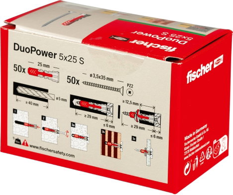 Fischer DUOPOWER 5x25 S LD 2 komponensű tipli 25 mm 5 mm 535458 50 db 8. kép