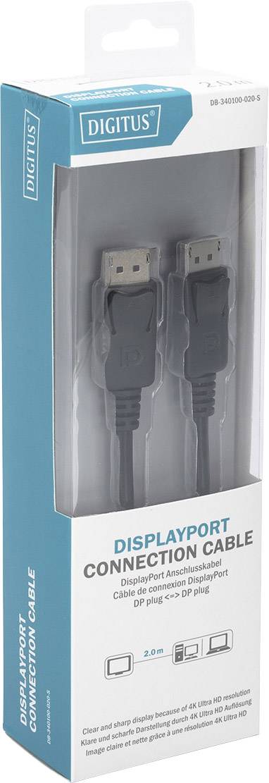 Digitus Kijelző csatlakozó Csatlakozókábel DisplayPort dugó, DisplayPort dugó 2.00 m Fekete DB-34010 2. kép