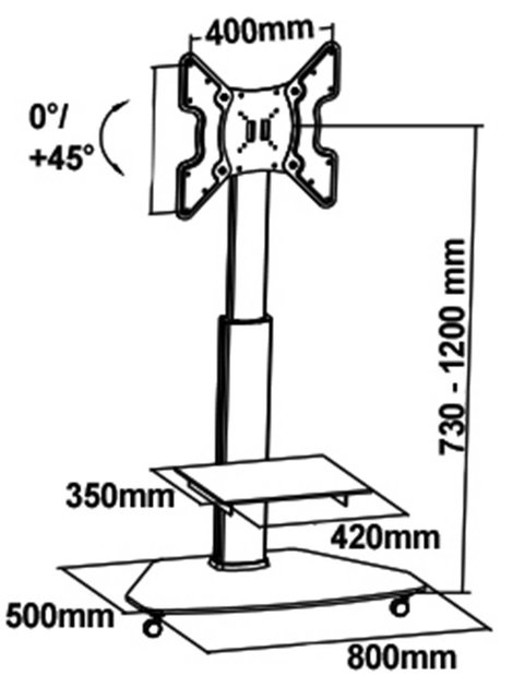 My Wall HP1CL TV kocsi 81,3 cm (32) - 139,7 cm (55) Dönthető + forgatható 2. kép