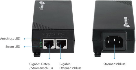 EDIMAX GP-101IT PoE injektor 1 GBit/s IEEE 802.3at (25.5 W), IEEE 802.3af (12.95 W) 6. kép