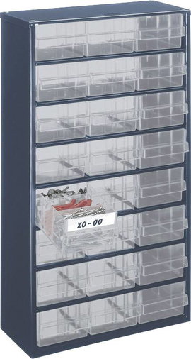 raaco Fiókos szekrény (H x Sz x Ma) 150 x 306 x 552 mm Rekeszek: 24 Tartalom, tartalmi egységek rend