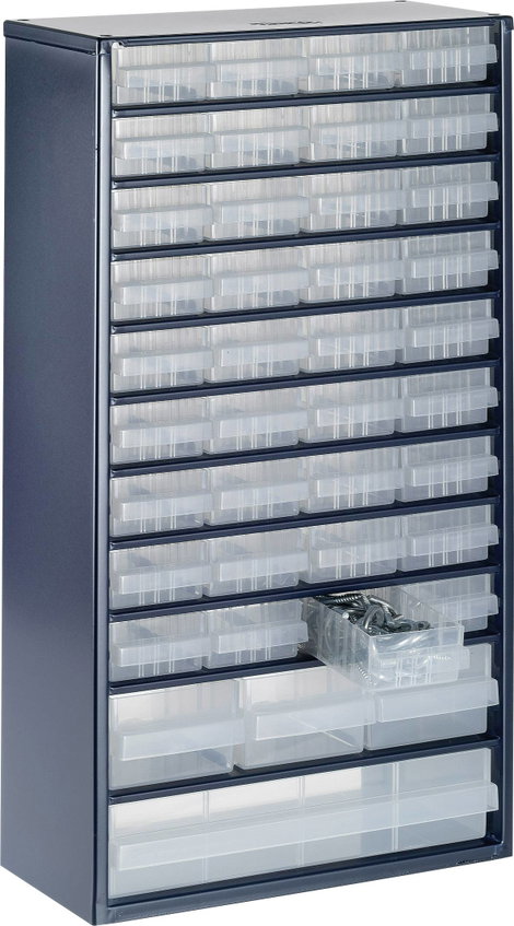 raaco Fiókos szekrény (H x Sz x Ma) 150 x 306 x 552 mm Rekeszek: 40 Tartalom, tartalmi egységek rend