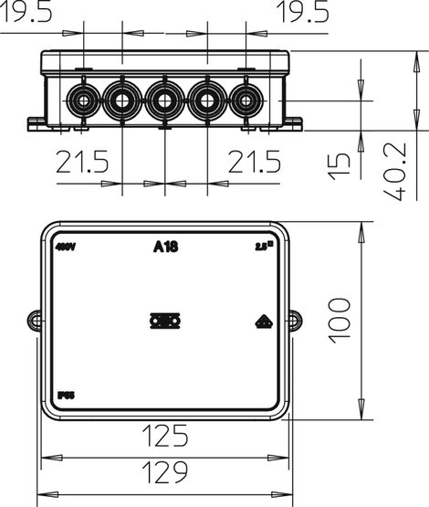 OBO Bettermann 2000422 Elosztó doboz (H x Sz) 100 mm x 125 mm 1 db 2. kép